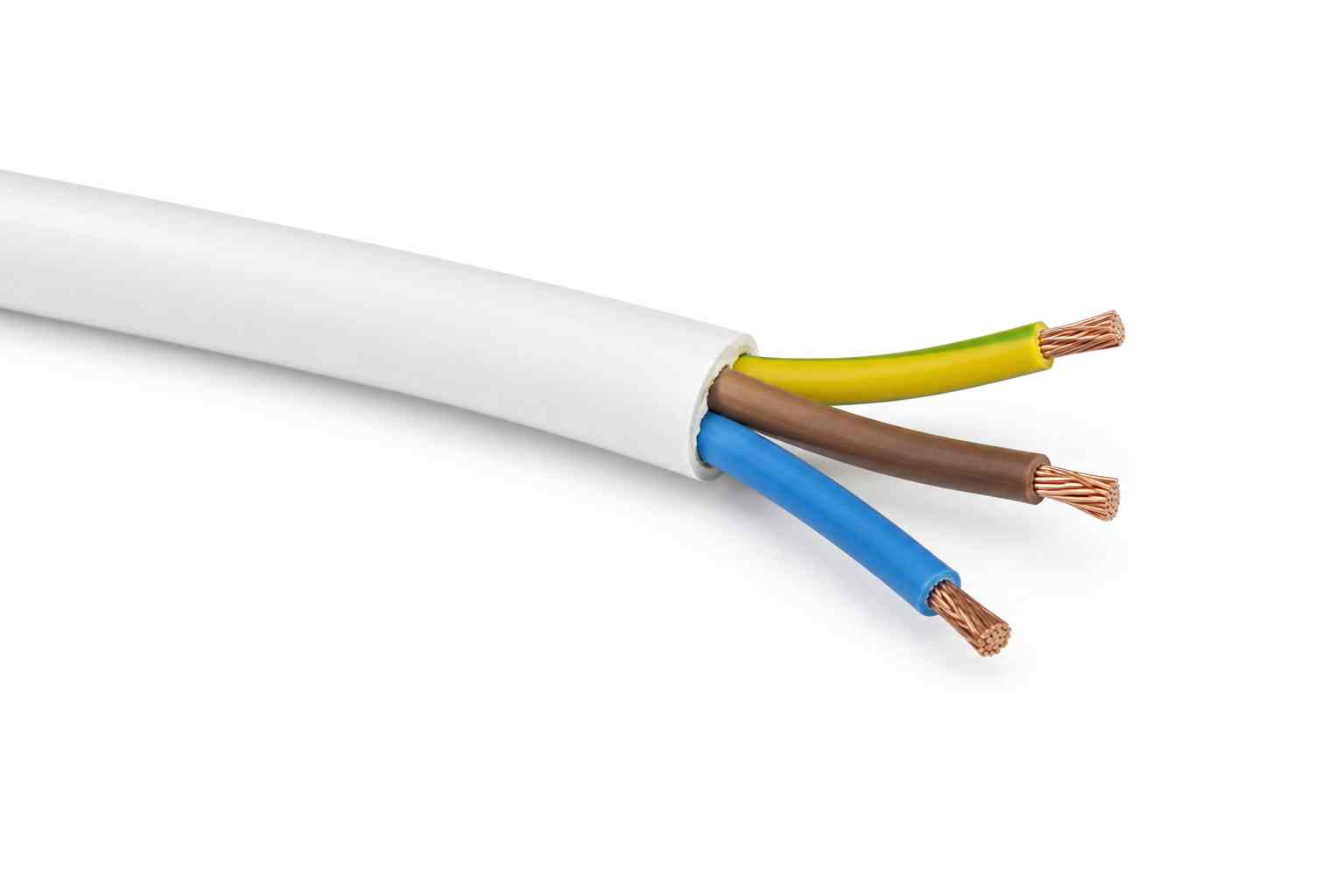 Bílý kulatý kabel 3x0,75mm pro  připojení LED zdrojů k 230V